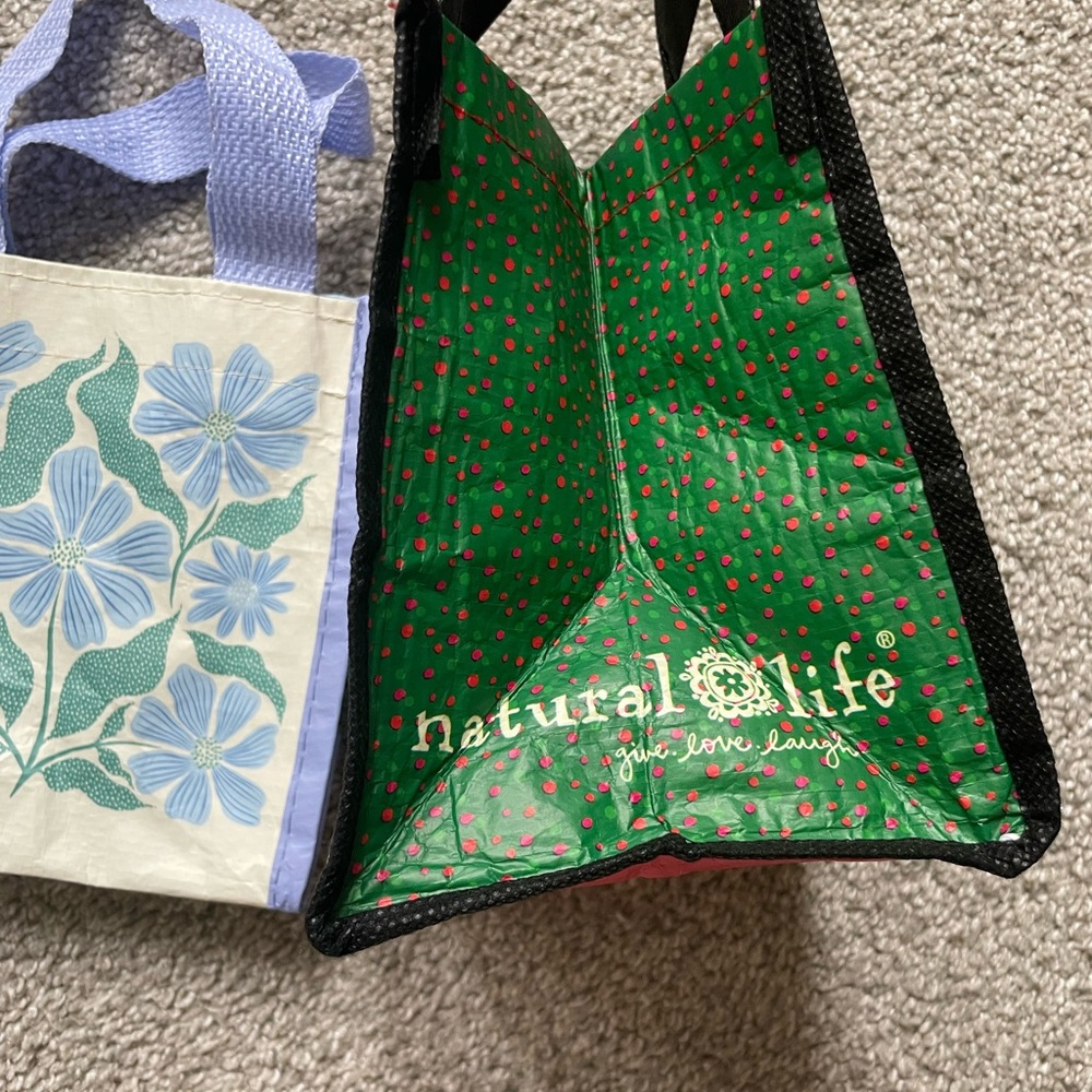 NATURAL LIFE Mini Floral Tote. Blue & Green floral mini tote - Picture 4 of 4
